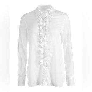 Peruvian Connection Ruffle Shirt Romantic Tuxedo Semi Sheer Cotton Button Up